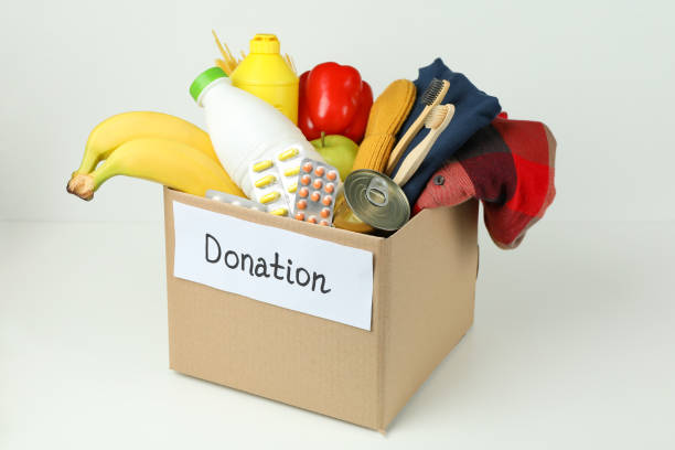 istock Concept of donate with donation box on white background 1441368957