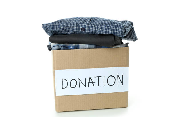 istock Carton donation box isolated on white background 1441369037