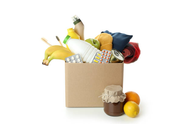 istock Carton donation box isolated on white background 1441369388