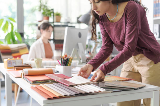 istock Designer choosing fabric swatches for her project 1441371206