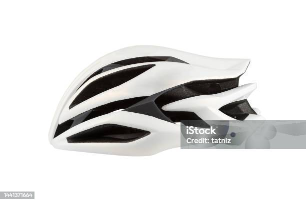 Bicycle Helmet Isolated On A White Stock Photo - Download Image Now - Bicycle, Color Image, Cut Out