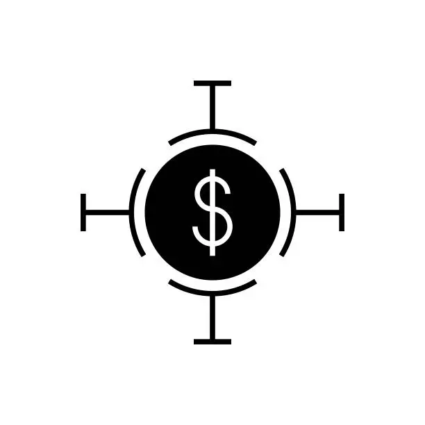 Vector illustration of Find Funds Solid Flat Icon. The Icon is suitable for web pages, mobile apps, UI, UX, and GUI design.