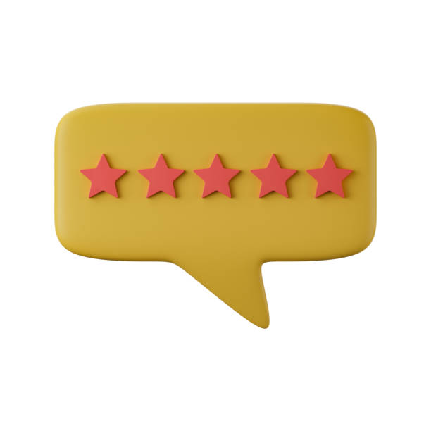 istock Bubble rating five stars for best excellent services rating for satisfaction 3d illustration. 3d 5 star for quality customer rating feedback concept from client employee, product review. 1441373169