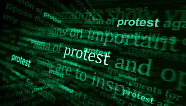 istock Headline titles media with Protest and strike 3d illustration 1441373372