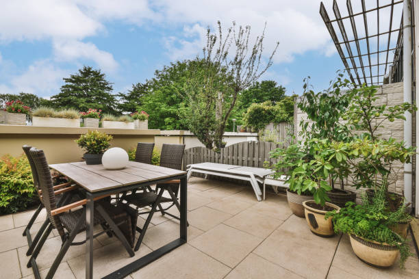 istock A small backyard near a modern residential building 1441374806