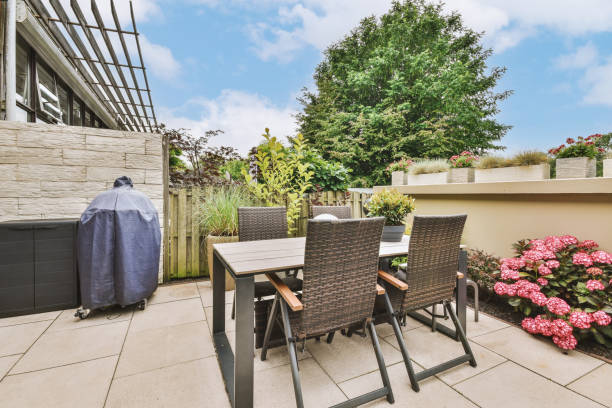 istock A small backyard near a modern residential building 1441374820