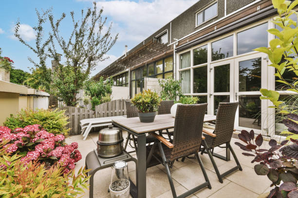 istock A small backyard near a modern residential building 1441374853