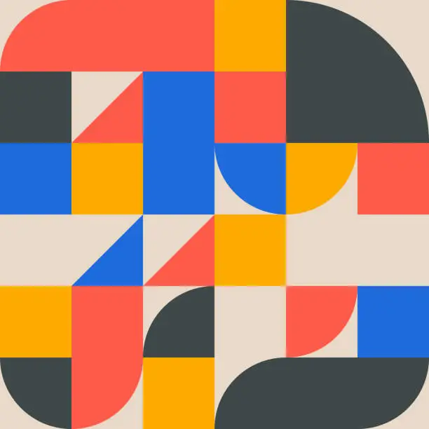 Vector illustration of Seamless square pattern in bauhaus style