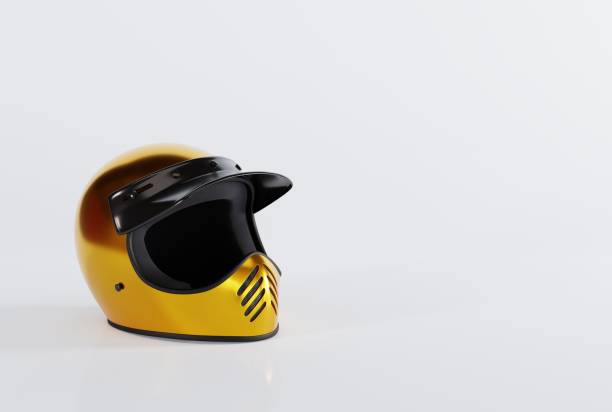 istock Motorcyclist helmet on a light background. 1441375641