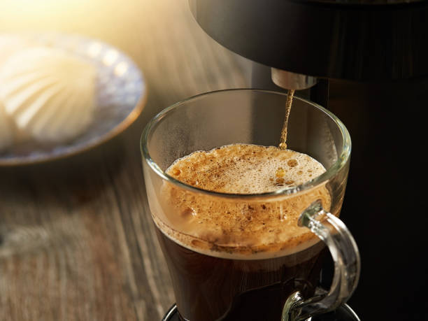 istock Closeup of a glass cup with freshly brewed coffee 1441376871