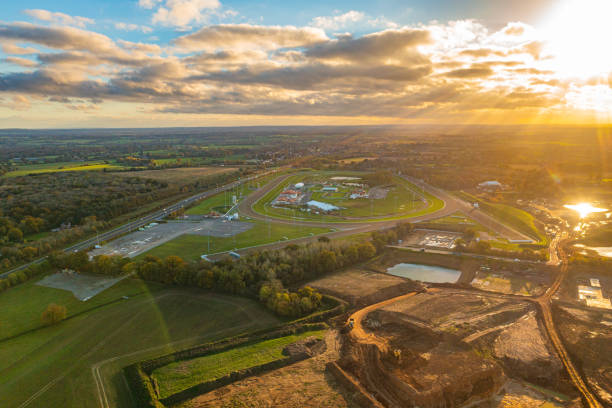 Chelmsford City Racecourse Aerial photo from a drone of Chelmsford City Racecourse in Great Notley, Braintree, Essex, UK. This photo was captured in November of 2022. braintree essex photos stock pictures, royalty-free photos & images
