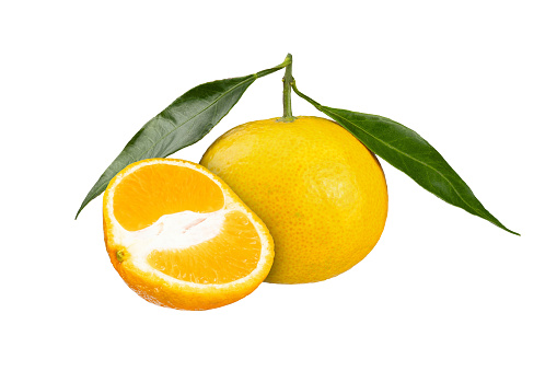 Composition with white grapefruits isolated on white background. With clipping path.