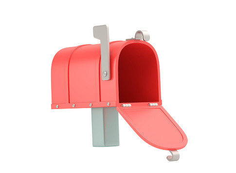the mailbox with a key  on white background and includes a clipping path.