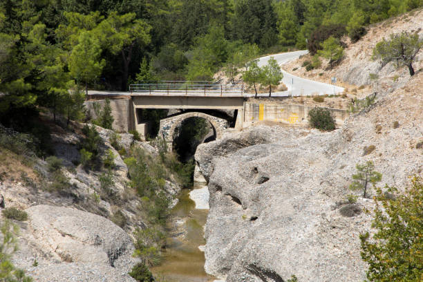 istock Sandstone bridge in rocky landscape with mountain river. 1441386163
