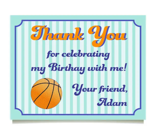 Vector illustration of Thank You card basketball theme