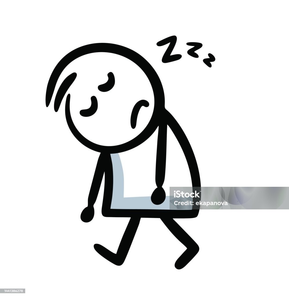 Người Que Buồn Ngủ Đi Bộ Vào Buổi Sáng Với Đôi Mắt Nhắm Nghiền ...