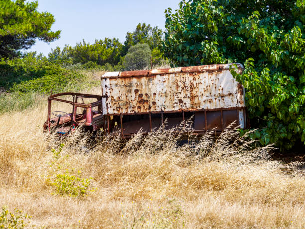 Old rusty abandoned damaged truck