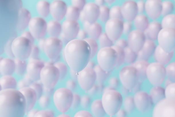 istock Pink balloons on a blue pastel background. 1441388213