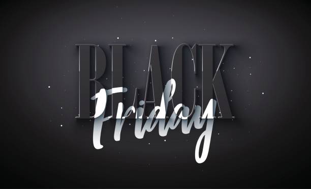 istock Black Friday Sale Illustration with Outstanding 3d Lettering on Dark Background. Vector New Year and Christmas Design Template for Greeting Card, Flyer, Banner, Celebration Poster or Party Invitation. 1441388428