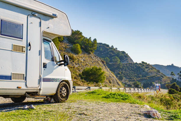 istock Rv camper camping on nature, Spain. 1441390018