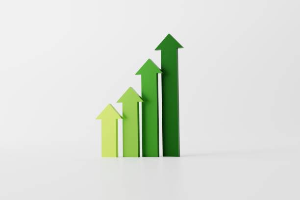 istock Up arrows of different colors. 1441390022
