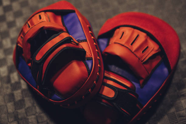 istock Leather boxing pads close-up 1441390096
