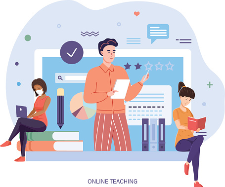 Online Teaching Learning Training Courses And Tutorials Concept Stock ...