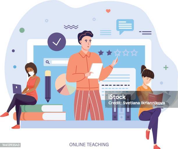 Online Teaching Learning Training Courses And Tutorials Concept Stock ...