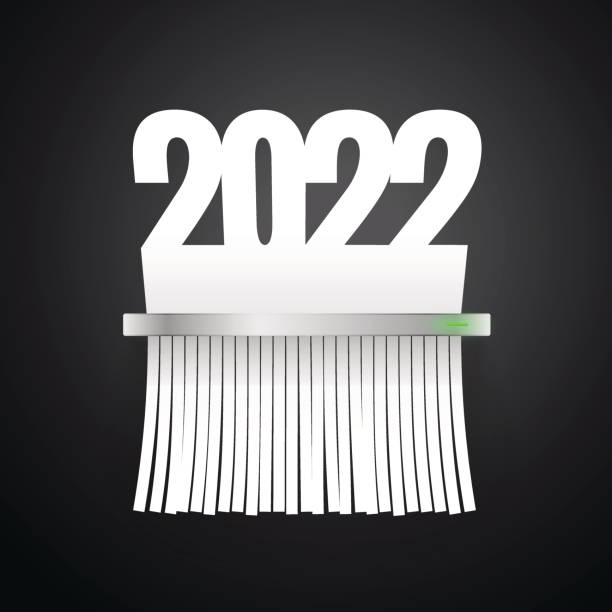 Papel 2022 é cortado em triturador - ilustração de arte em vetor