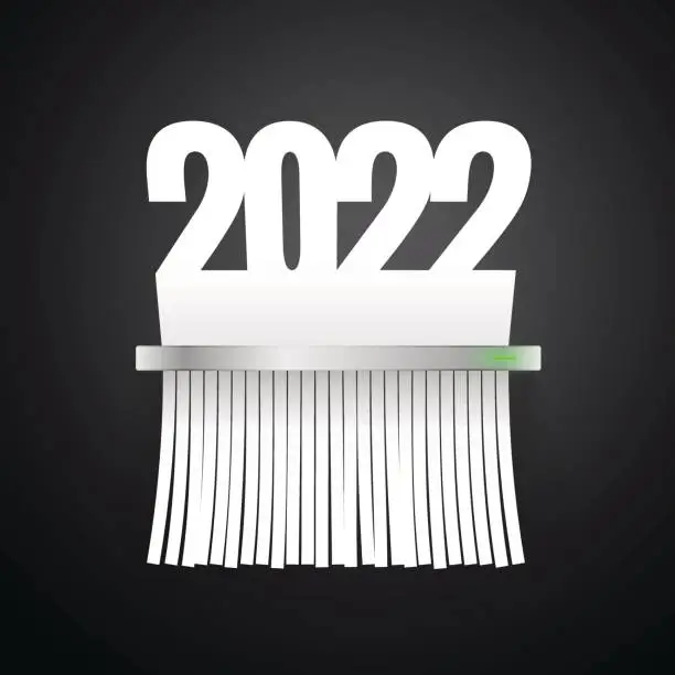 Vector illustration of Paper 2022 Is Cut Into Shredder