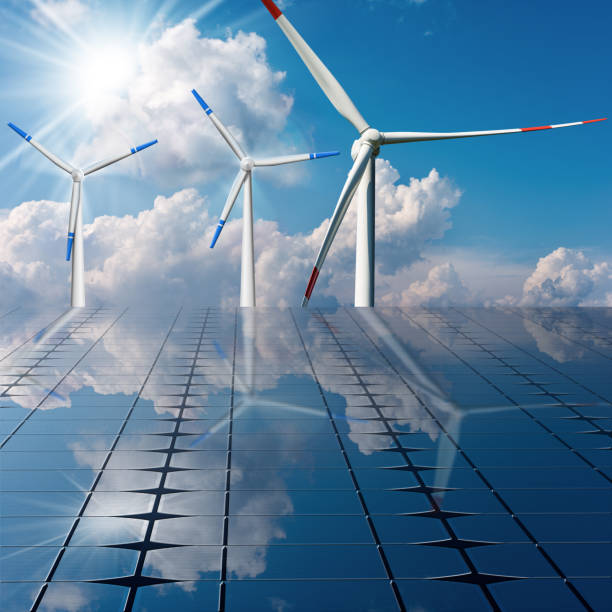istock Solar Panels and Wind Turbines - Renewable Energy Concept 1441396334