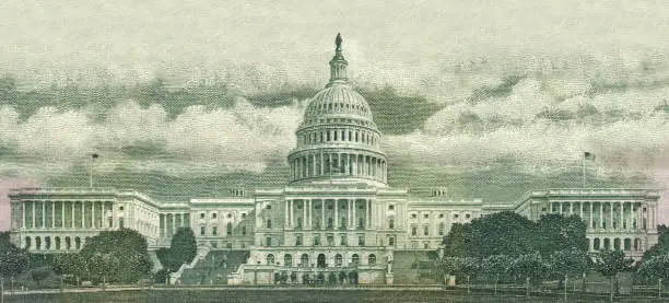 US Capitol Building on US Paper Dollar Bill