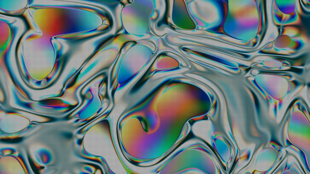 istock Closeup of Abstract Smooth Chromatic fluid waves with LED Texture background  for branding and product presentation. High quality details 1441397011