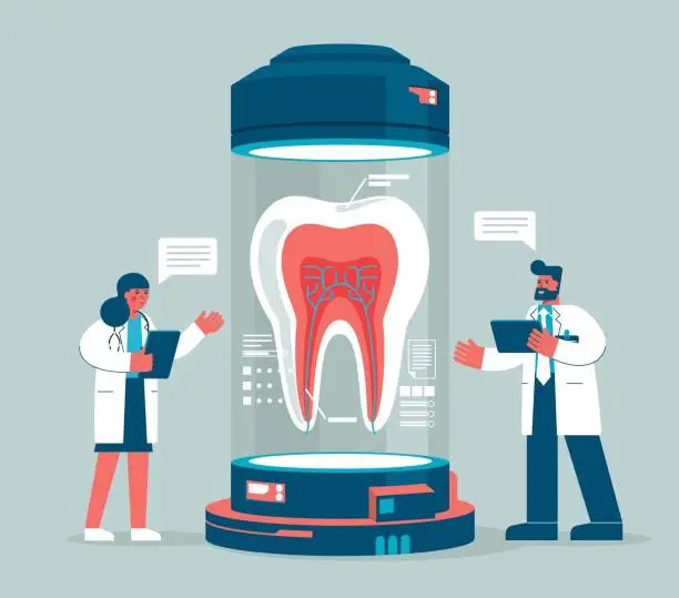 Vector illustration of Dental Care - Analyzing