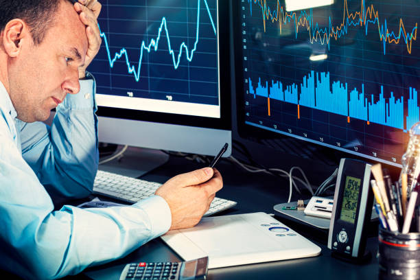 istock Businessman checking stock market data. He using a mobile phone. Analysis economy data on forex earn graph 1441399902