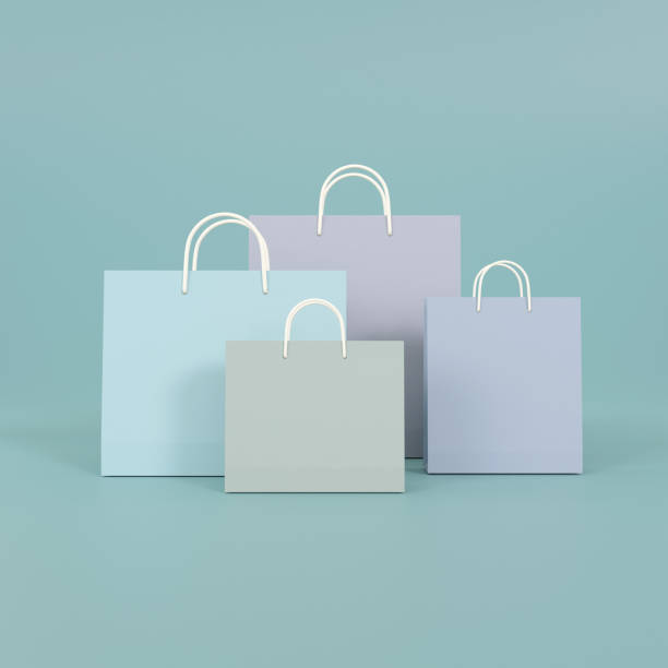 istock 3D rendering green paper shopping bag, Gift bag 1441403379