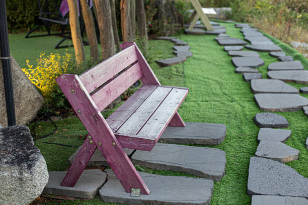 Wooden bench in at the Garden.