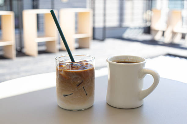 istock ice latte and americano on the table. 1441404129