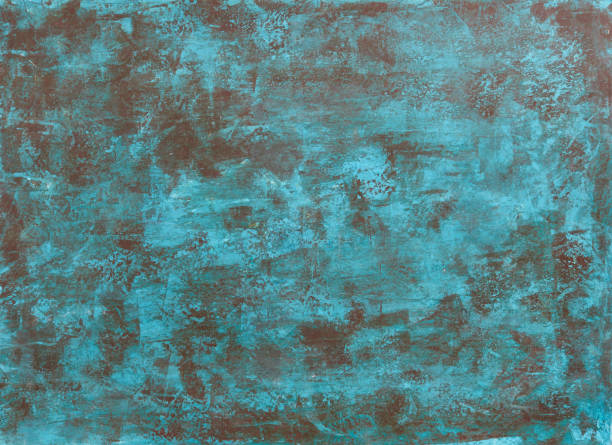 istock Old brown/blue painted concrete rustic background, horizontal orientation, top view 1441409215