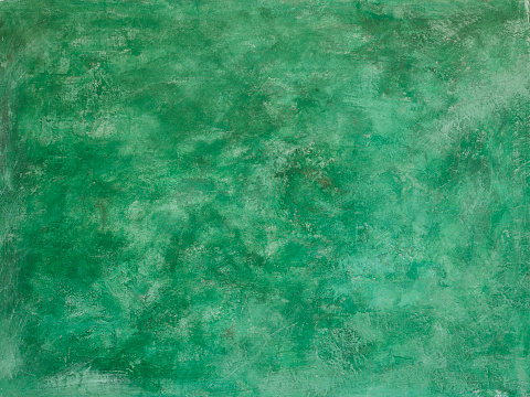 Old green painted concrete rustic background, horizontal orientation, top view
