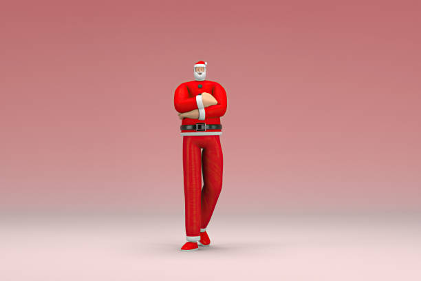 istock A man wearing Santa Claus costume. He is expression of hand when talking. 3d rendering of cartoon character in acting. 1441409309