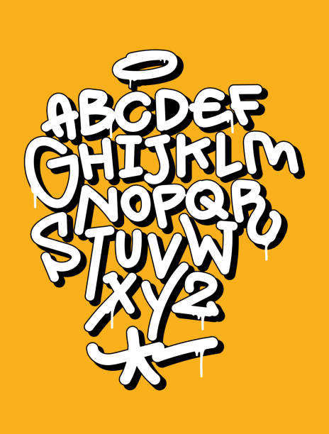 Graffiti Letter Dirty Graffiti Letter, Simple Letter art name plates stock illustrations