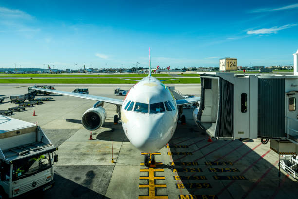 Airplane sitting at the gate