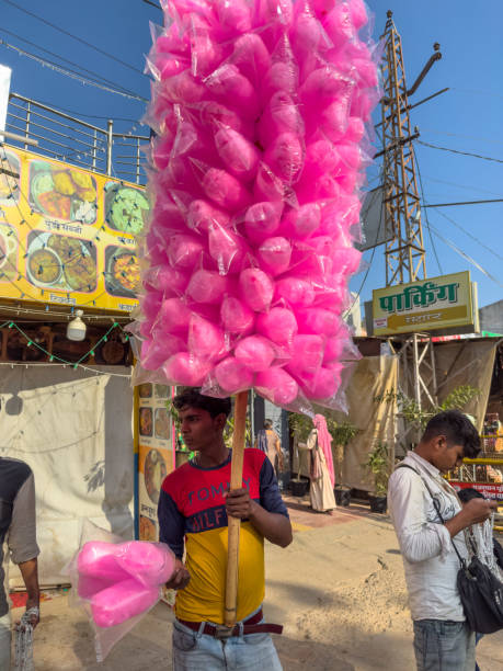 Street Hawker Selling Cotton Candy Stock Photo - Download Image