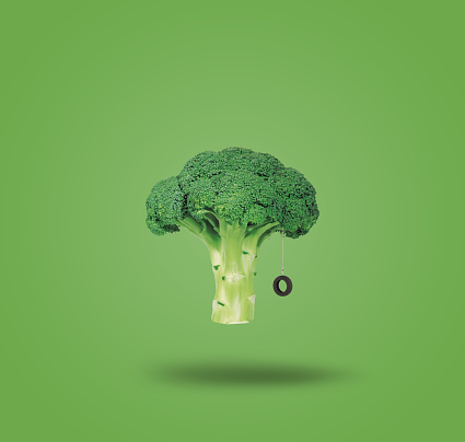 Modern art collage. Broccoli. Modern food concept.