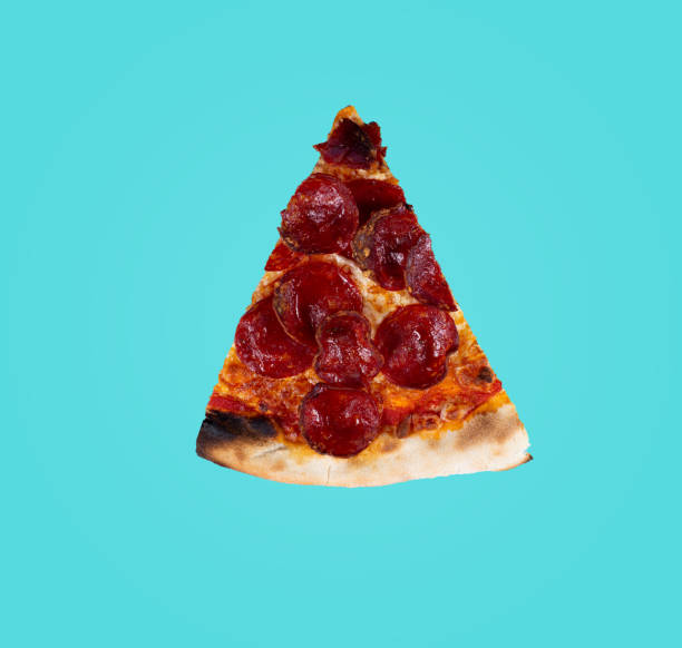 istock Pizza piece. Pizza with pepperoni salami. Top view. 1441411528