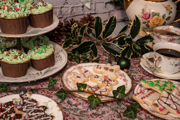 istock Vintage  Christmas  tea party  tradition  cakes  and  bone  china 1441412485