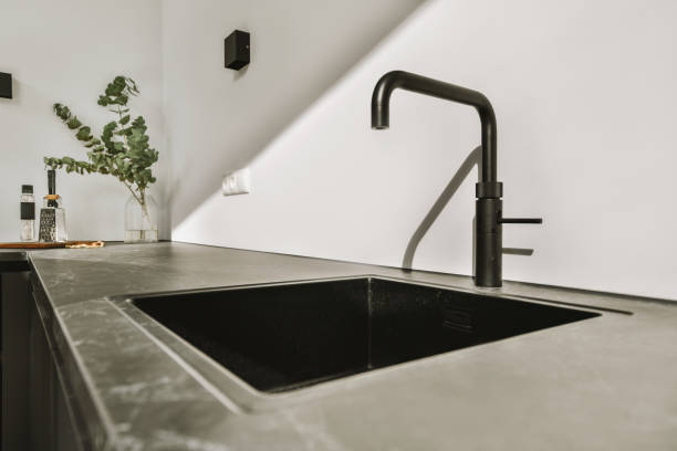 istock A minimalist kitchen in black tones 1441412499