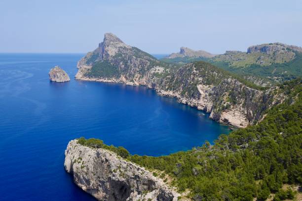 istock Panoramic view of high cliffs and deep blue sea at Cap de Formentor. Majorca, Spain. 1441414414