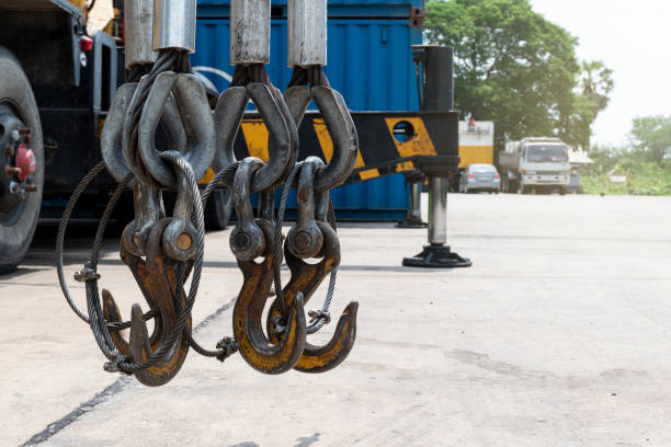 crane with hanging hooks